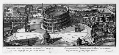 Elevation of the Amphitheater of Statilius Taurus and the other buildings that were nearby by Giovanni Battista Piranesi